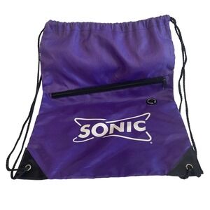 Sonic Purple Drawstring Backpack Bag Front Pocket Headphones Charm Cute‎
